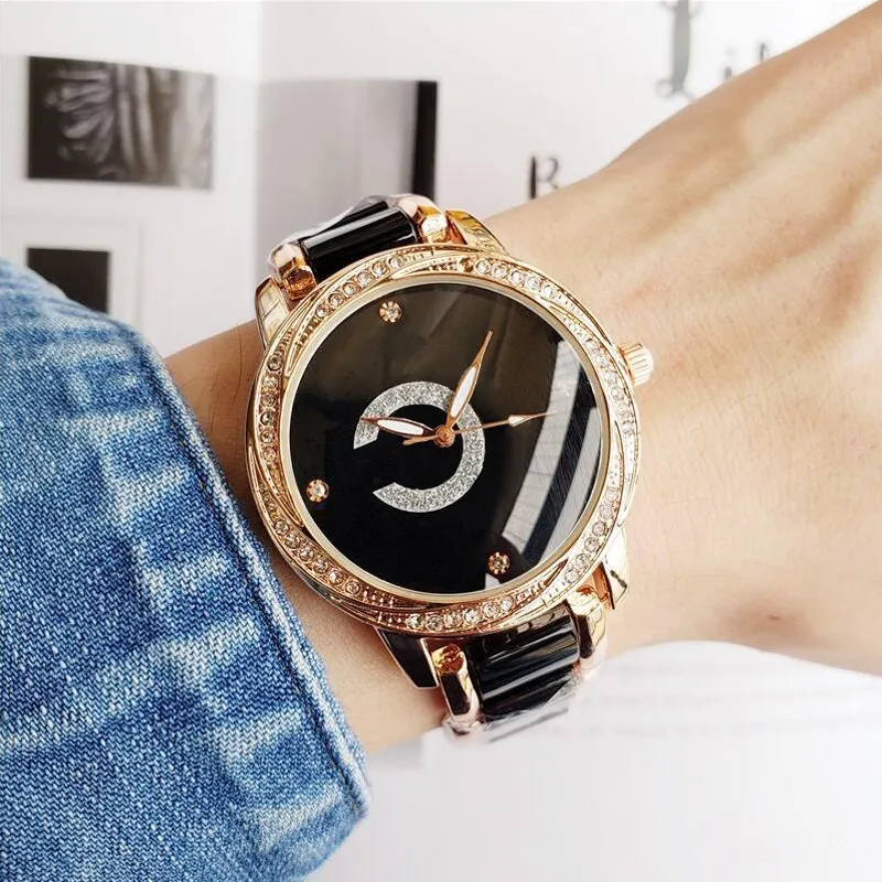 브랜드 손목 시계 패션 여성 숙녀 소녀 크리스탈 팔찌 스타일 럭셔리 금속 스틸 밴드 쿼츠 시계 CHA 21