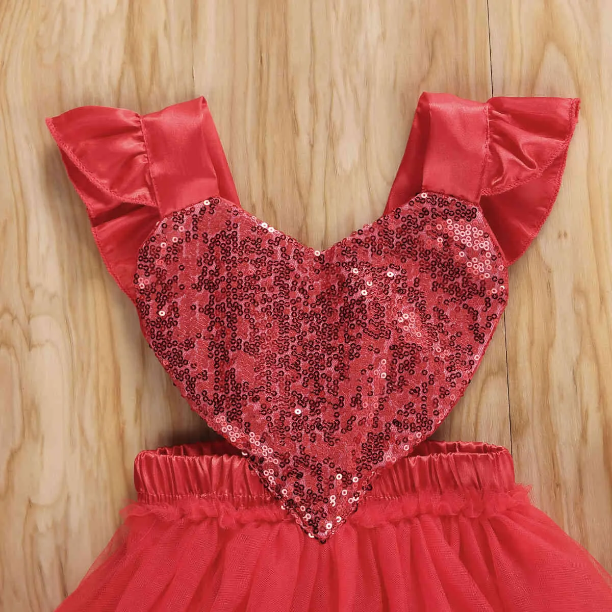 0-3y criança nascida meninas bebê meninas de Natal vestido vermelho lantejoulas coração vestidos de festa de tutu para menina xmas 210515