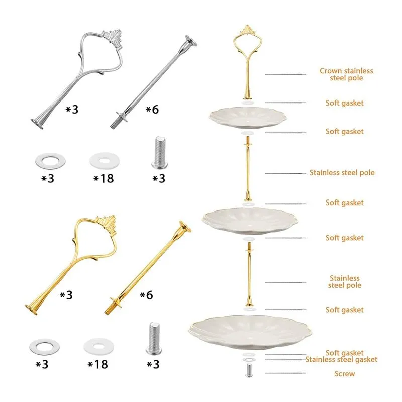 Baking & Pastry Tools For 3 Tier Cake Stand Fittings Hardware Holder Resin Crafts DIY Making Cupcake Serving Decoration297g