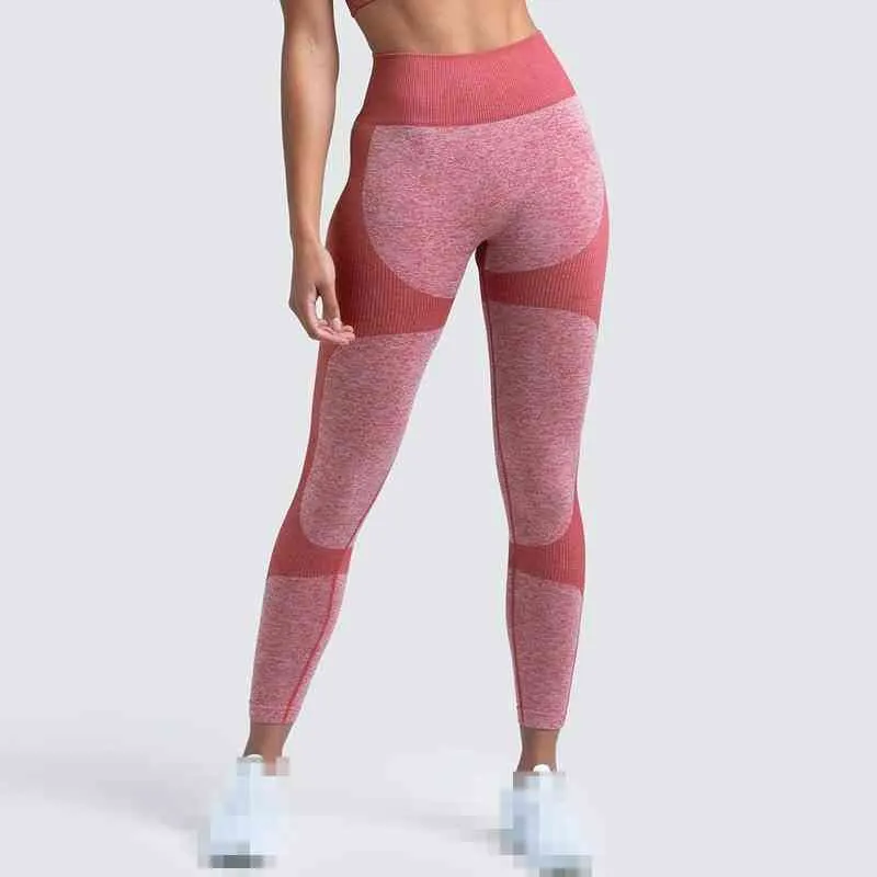 Örgü popo kaldırma spor pantolon emme kadınlar yüksek doğu yoga tozluk spor elastikiyet ropa deportiva pantalones mujer 210514