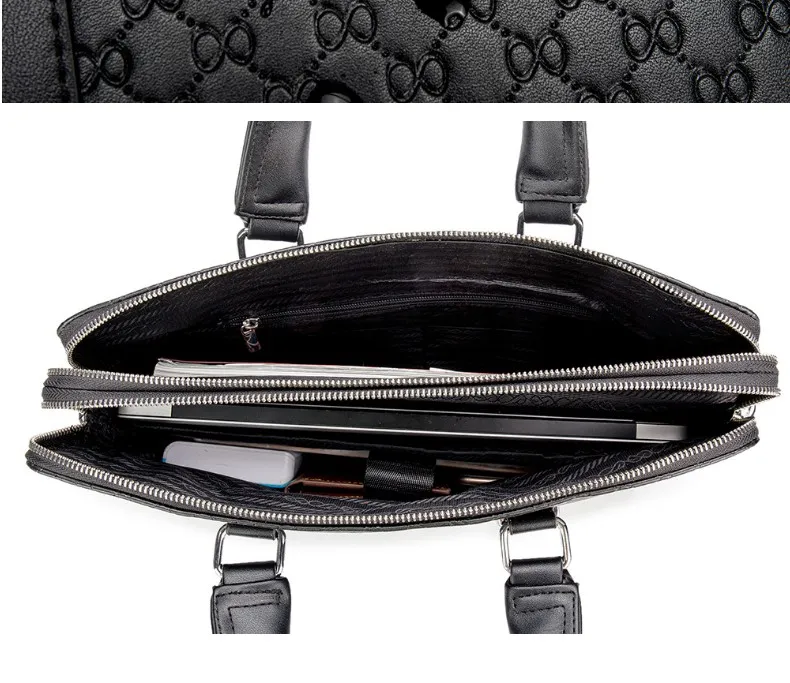 Mężczyźni skórzana torebka 14 torebek w stylu antycznym czarne laptopy biznesowe Attain Portfolio267U