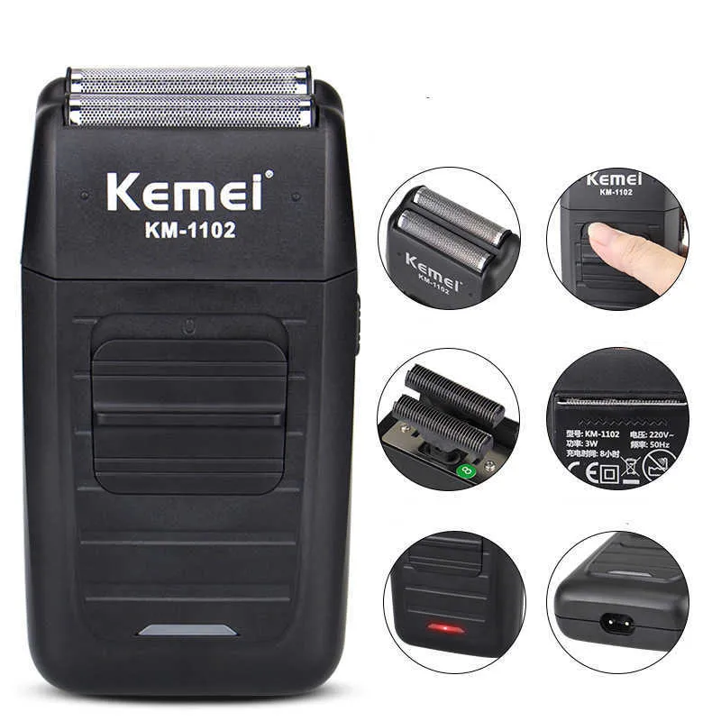 Kemei Men Electric Shaver Rechargeable Razor Beard Hair Clipper Trimmer Shaving Machine X0625