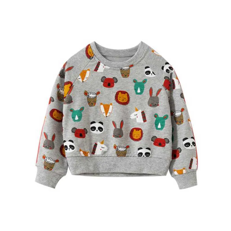 Saut Mètres Animaux Panda Imprimer Bébé Chemises pour L'hiver Automne Filles Tops Coton Sport Vêtements Garçons Sweats 210529