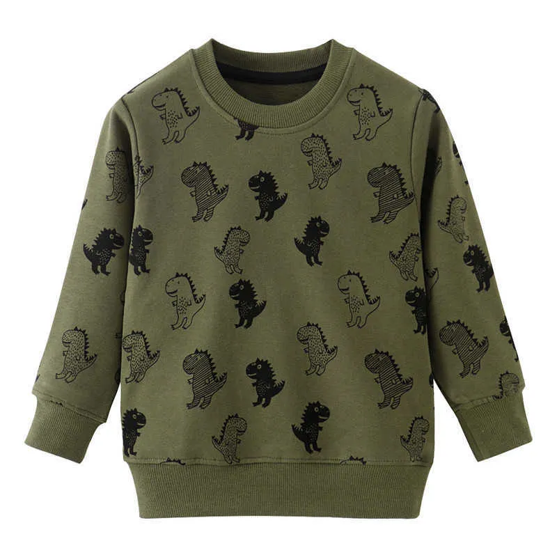 Jumping Meters Arrival Boys Sweaters for Autumn Spring Baby Cotton Clothes Animals Printed Top Dinosaurs Sweatshirts Boy 210529