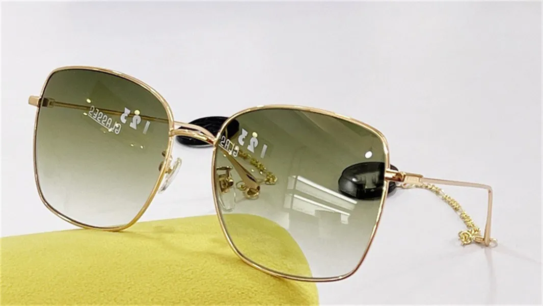 Neue Mode-Sonnenbrille 1030S einfacher quadratischer Metallrahmen mit Brillenkettenanhänger beliebte Outdoor-UV400-Schutzbrille204W