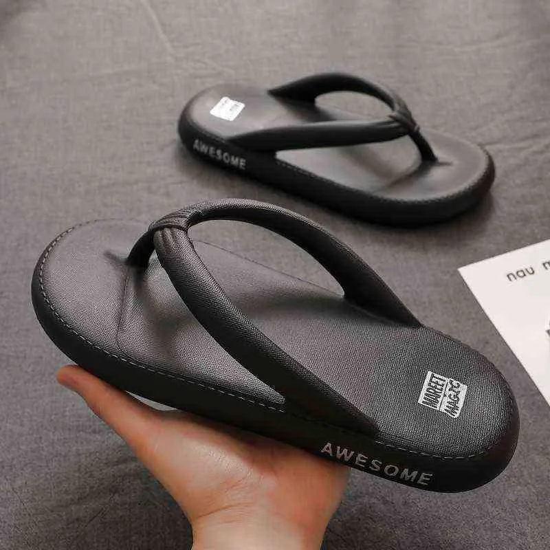 Chinelos Flip Flip Flops Mens Thong Sandálias Verão Novo Feminino Sapatos Fundo Grosso EVA Deslizante Deslizante Deslizante Ao Ar Livre Casais Interior 220302