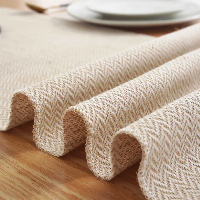 ノルディックスタイルのテーブルランナー手作り織り布の布の装飾タッセルコットンティーカバーコーヒーフラッグ210708