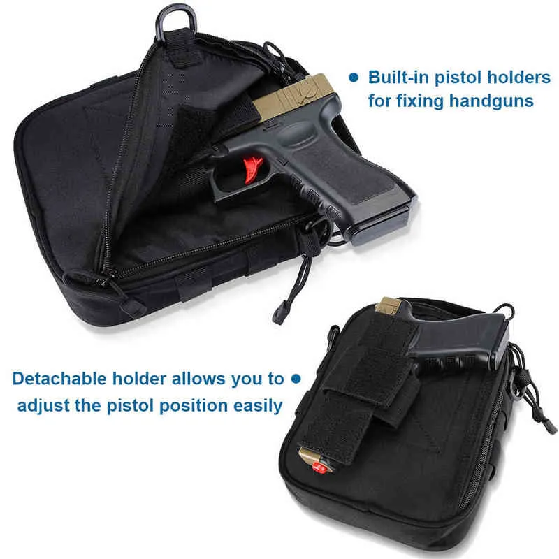 Tactical Gun Bag Pistol Carry Pouch Military Handgun Spalla Sling Bag Gun Holster Pouch Messenger Bag regolabile EDC Tool Pack Y1227