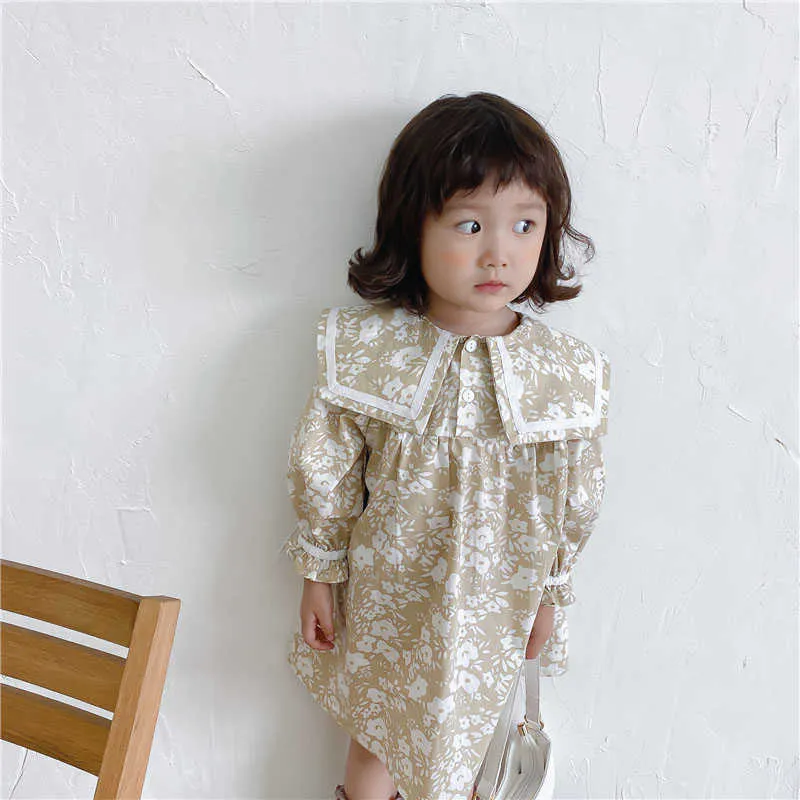 MILANCEL 2021 Automne Nouveaux vêtements pour enfants Col marin DrFloral Body pour nouveau-né Tenues pour filles coréennes X0803