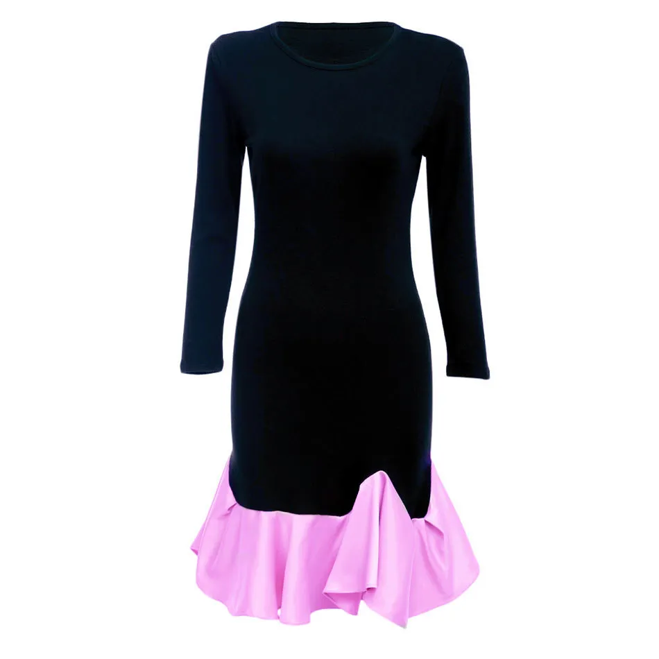 Darmowa Jesienna Damska Dress Elegancka O-Neck 9-Point Sleeve Bodycon Wzburzyć Celebrity Boże Narodzenie Party Vestidos 210524