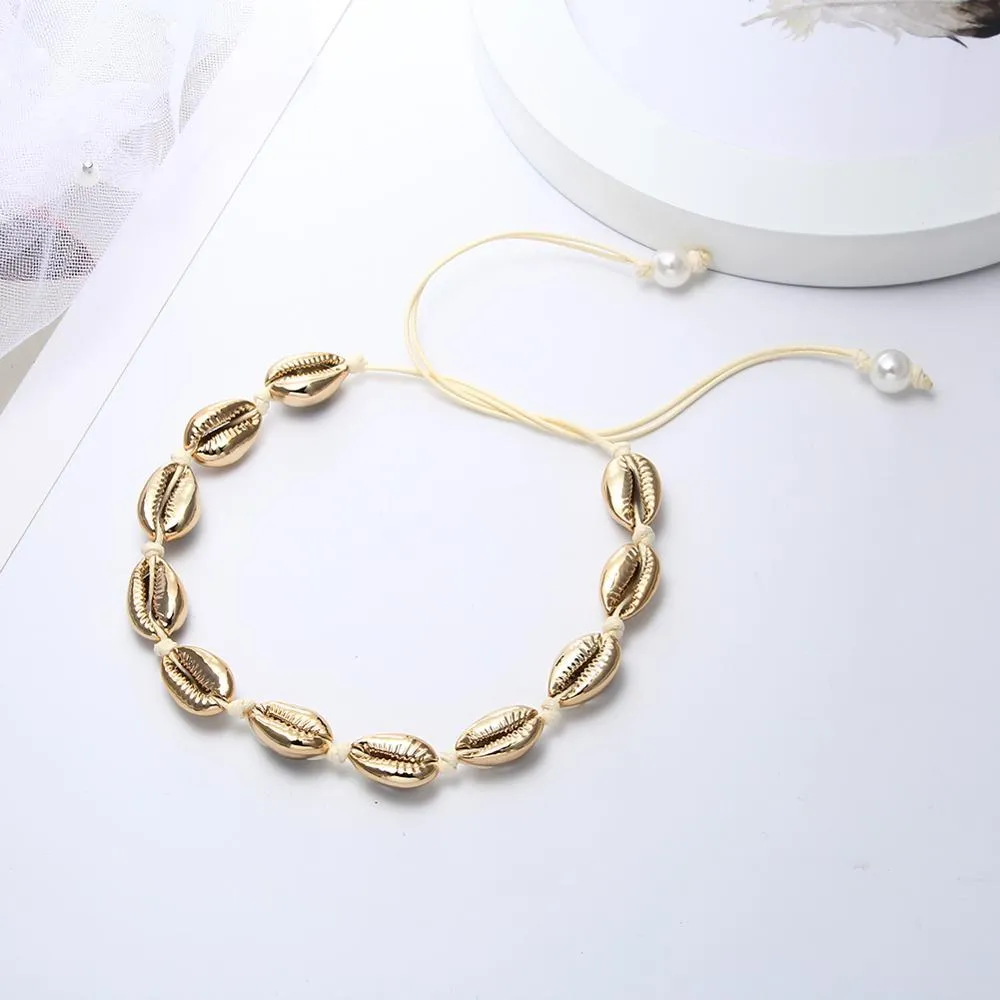 Fashion Black Rope Chain Natural Seashell Choker Necklace Collar Necklace Shell Choker Necklaces for Summer Beach Gifts collares Y3001