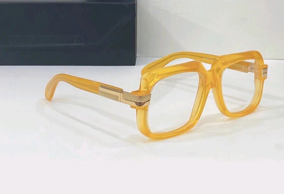 Vintage 607 Eyeglasses Frame for Men Blue Crystal Full Rim Optical Frame Clear Lens Square Sunglasses Frames Mens Eyewear with Box294W