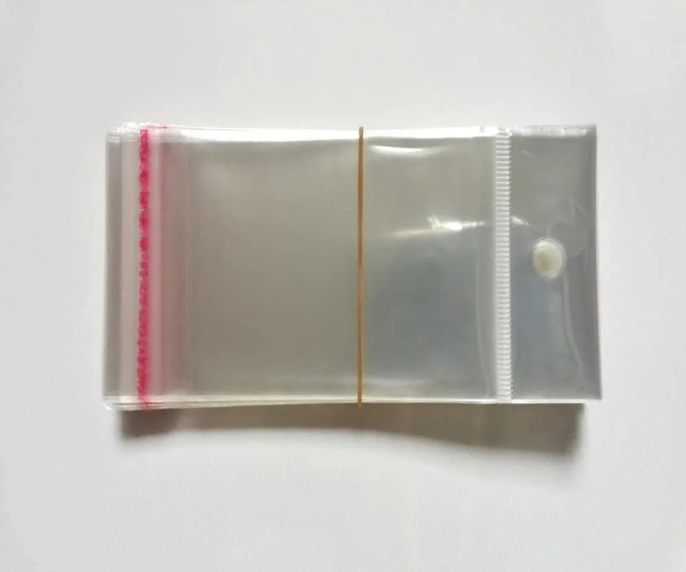 / clair auto-adhésif joint sacs en plastique transparent refermable cellophane poly sacs d'emballage sac OPP avec trou de suspension T2250Q