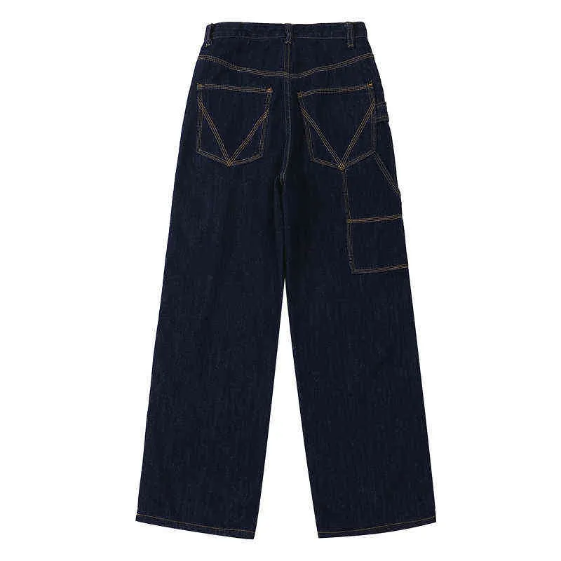 Jeans da donna Autunno Streetwear Moda Vita alta Pantaloni dritti Vintage Baggy Casual Gamba larga Donna Denim Pantaloni lunghi 211129