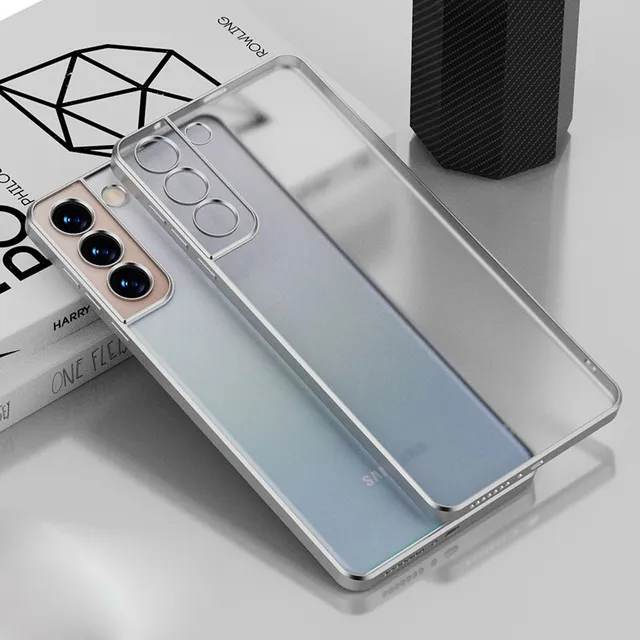 Lüks Kare Kaplama Çerçeve Telefon Kılıfları Samsung Galaxy S22 Artı S22 Ultra S22 + Yumuşak TPU Darbeye Mat Telefon Kapak