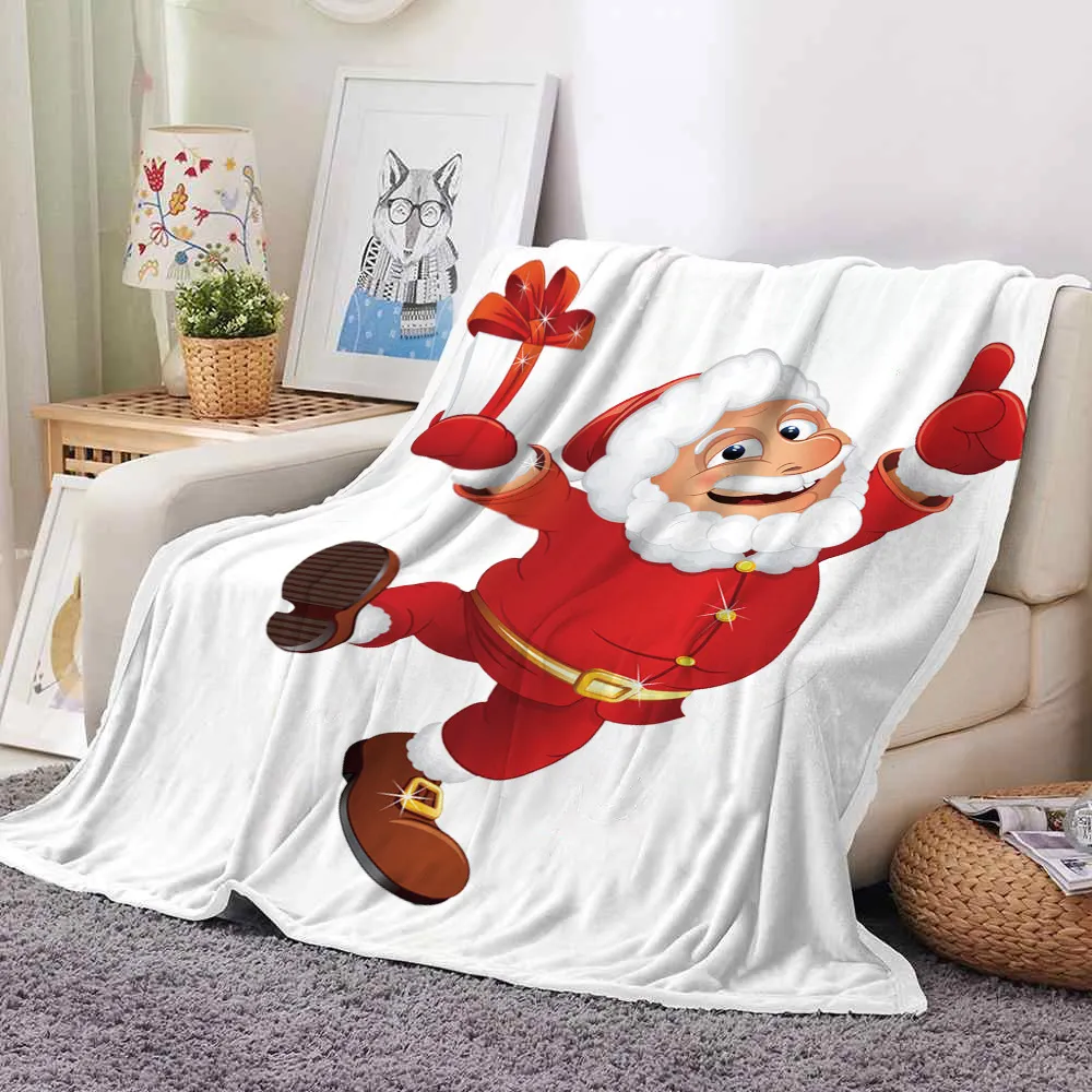 Noel Baba Battaniyeler Çift Taraflı Flanel Battaniye Baskı Sonbahar Ve Kış Süper Yumuşak Sıcak Battaniye Hediye