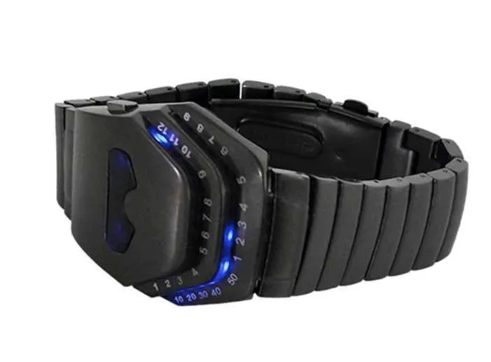 Tema anime LED digitale Orologi da uomo Bracciale in metallo Orologi da polso Caratteristiche anime Caratteristica del fumetto Ferro Sveglia maschile Regalo da uomo G1022