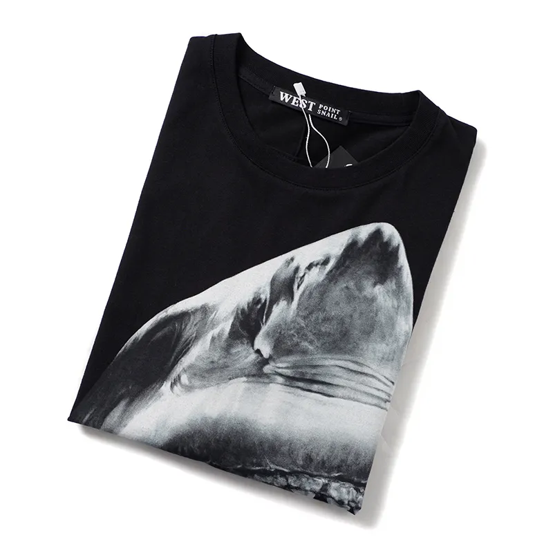 صيف الموضة للرجال أسماك القرش صورة مطبوعة حول الرقبة عالية الجودة زوجين فضفاضة مريحة العرق مريحة الامتصاص الأكمام قصيرة #gc0020