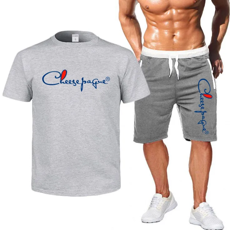 2021 hommes décontracté ensemble mode survêtement marque LOGO imprimer survêtement couleur unie à manches courtes T-shirt Shorts ensembles mâle été 2 pièces costume