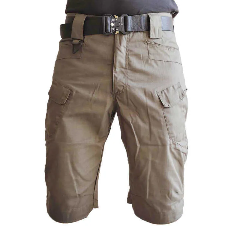 S-5XL Men's Classic Outdoor Waterproof Hiking Fishing Shorts Military Multi-pocket Tactical Cargo No Belt 210629