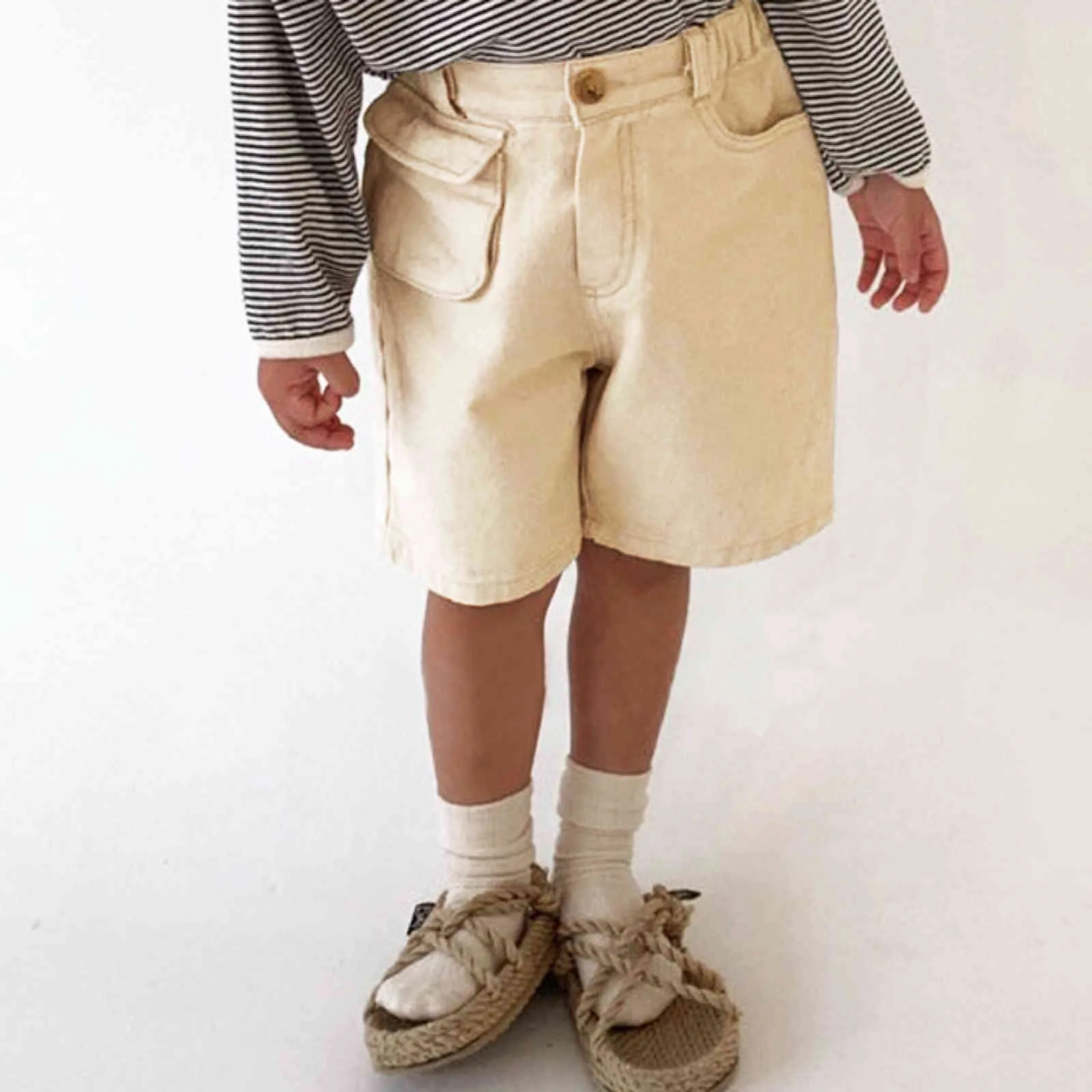 Children's Denim Shorts Fashion Boys and Girls Wide-leg Summer Elastic Loose Casual 210515