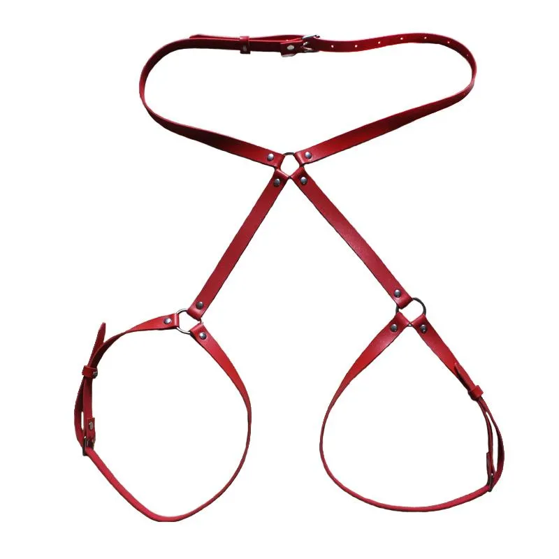 Vintage sele för kvinnor strumpebälte underkläder strumpor goth kropp bondage läder benbälten hängande remmar181y