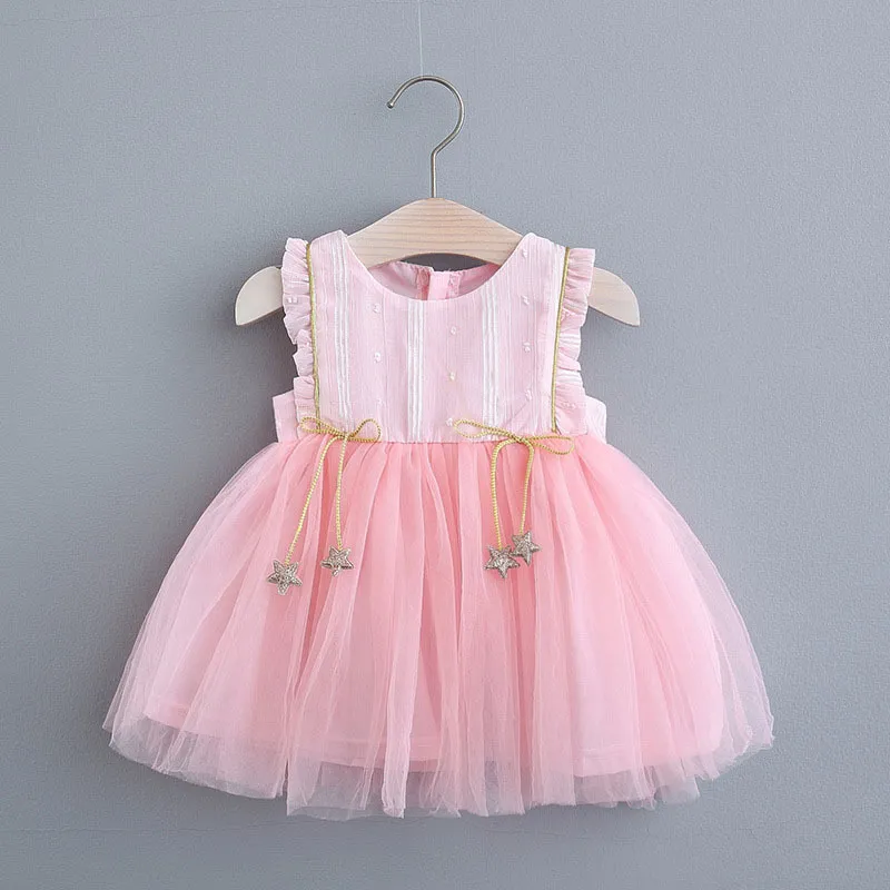 赤ちゃんガールズカジュアルドレス夏のファッションウェディングパーティー衣装幼児の袖のない服幼児かわいいスーツ210429