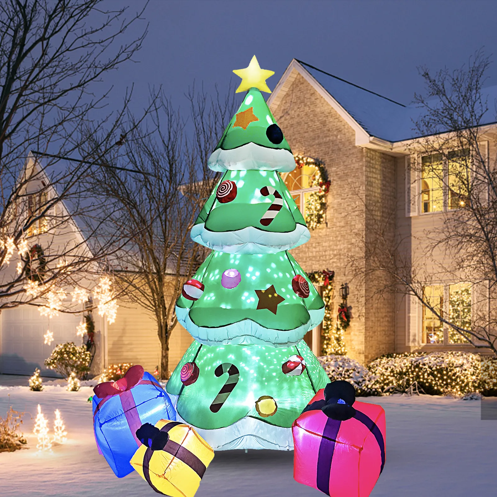 2 1m Christmas tree garden outdoor decoration RGB lighting inflatable Xmas trees inflatables model festival light props candy cane2711