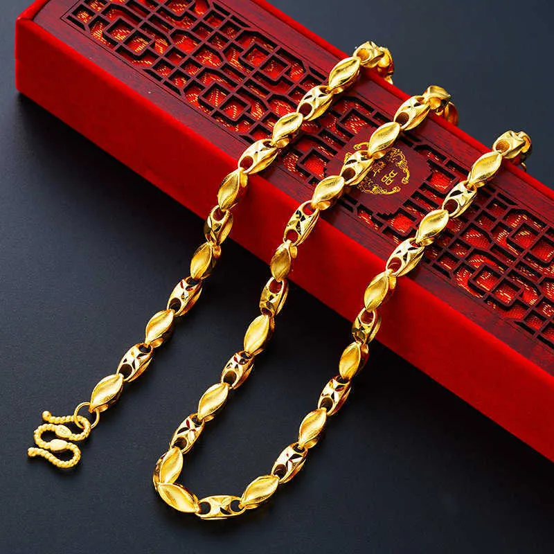 Cuban Cool Torsad мужское ожерелье, 24k чистое золото 60см шеи рас цепочка, мода длинное ожерелье, ювелирные изделия, Q0809
