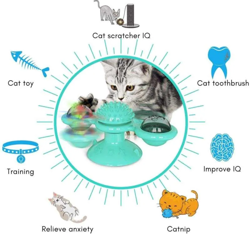 Интерактивная домашняя кошка игрушка ветряная мельница спиннинг дразнить развивающую игрушечную игрушку кошка обучение Catnip со светящимся зубной щеткой 210929