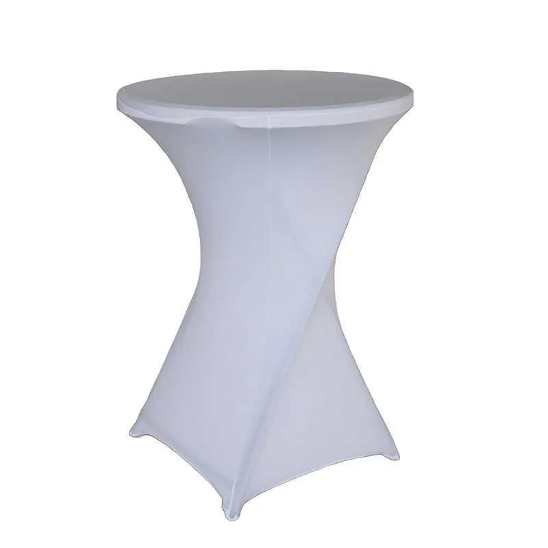 Stretch Okrągły obrus Cocktail Spandex Cloth Bar El Wedding Party White Cover 60/70 / 80 CM Średnica Wielokolor 210626