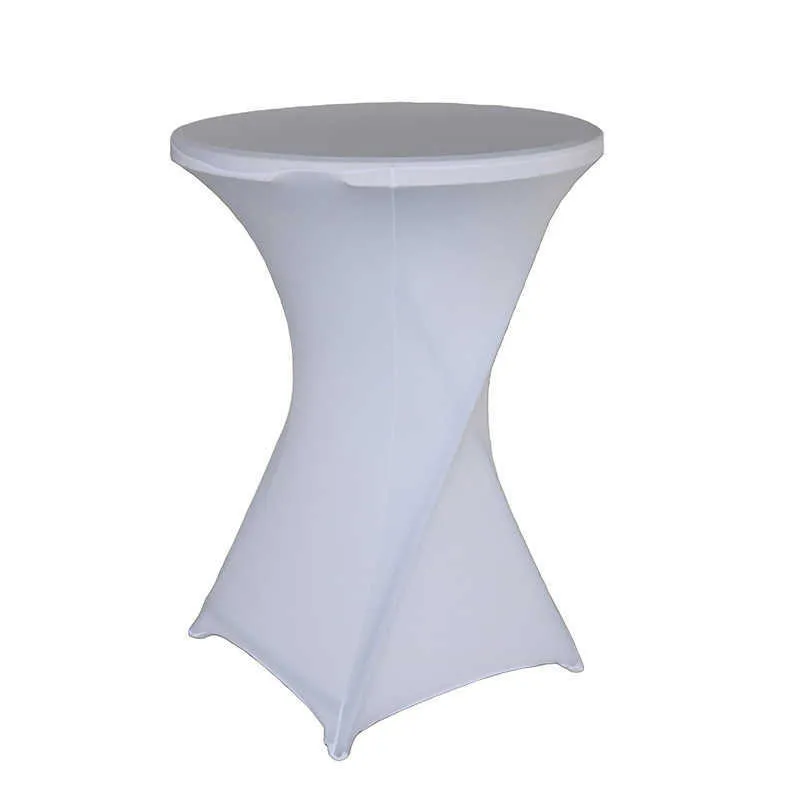 Stretch Round Tablecloth Cocktail Spandex Cloth Bar el Wedding Party White Cover 60/70/80cm Diameter Multi-color 210626