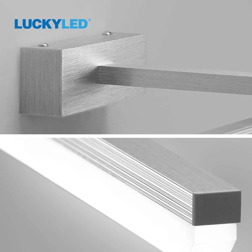 LUCKYLED Lampada da specchio a Led 8W 10W Lampada da parete moderna camera da letto AC85-265V Lampada da bagno Lampada da parete a Led Decorazione Sconce interni 210724