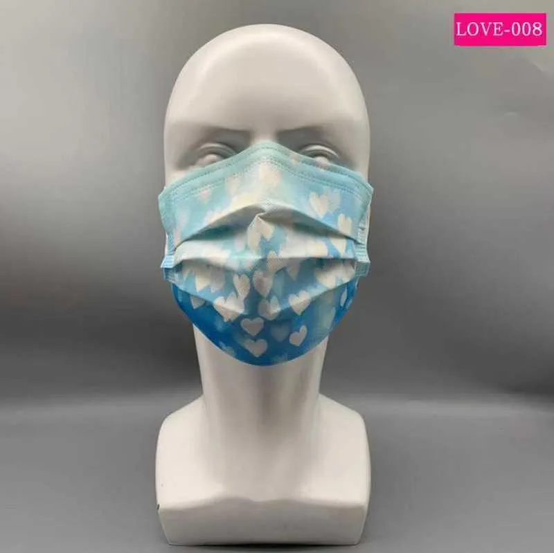 Lovers Valentine`s Day Fashion Disposable Mask Adult Men Women 95% Filtration Efficiency Dustproof Prevention of Influenza Face Mouth Masks