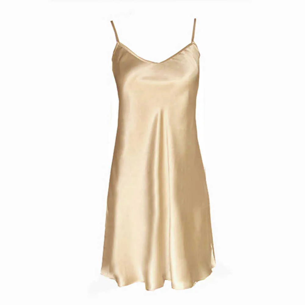 100% Mulberry Silk Nightgowns for Women Short Sexy V Neck Ladies Sleepwear Nightwear Dress Girls 210924