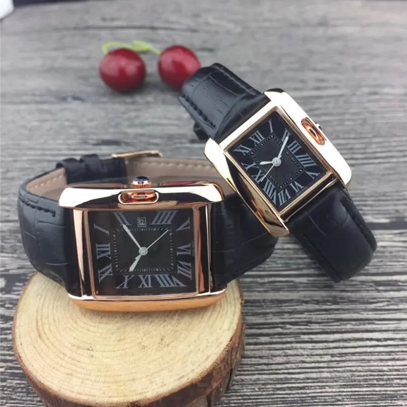 Simple fashion lovers watches classic top brand women men watch square leather strap ladies wristwtach mens wristwatches rose gold176Y