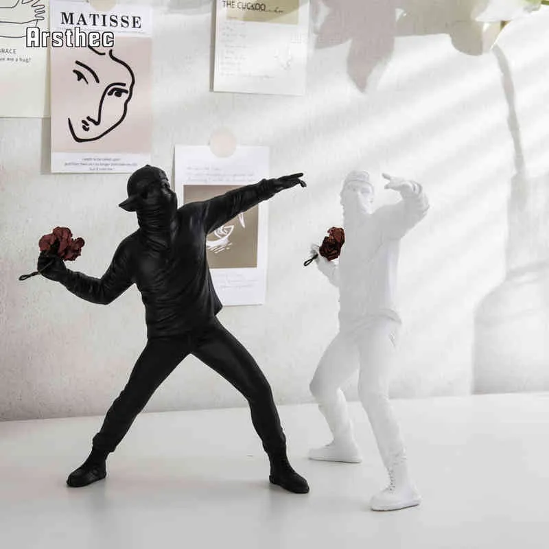 ArsTheec Banksy Graffiti Pop Art Статуи статуи статуи интерьера для эстетических аксессуаров для домашнего офиса.
