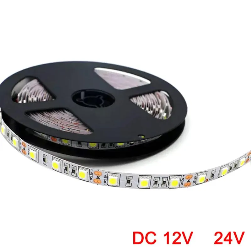 Bandes bande 12 V 24 V ruban SMD 60 LED s m LEDstrip lumière Flexible DC 5 M 12 24 V Volt étanche lampe ruban TV rétro-éclairage LED282S