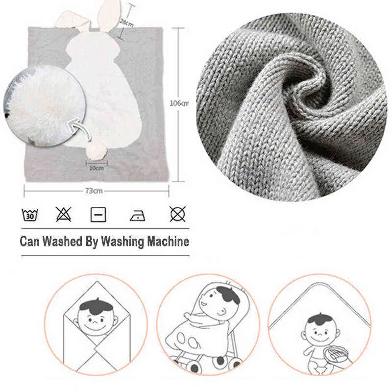 Del Bambino Coperta di Cotone 3D Coniglio Caldo di Lavoro A Maglia Trapunta Biancheria Da Letto Il Letto Passeggino Wrap Infant Swaddle Pography Prop 211105