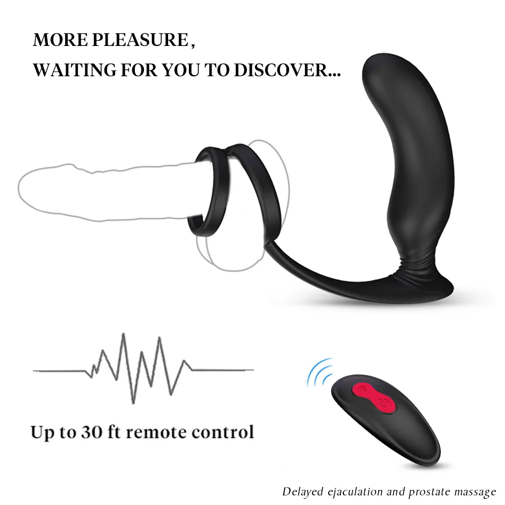yutong PHANXY Male Prostate Massage Vibrator Anal Plug Silicone Prostate Stimulator Butt Plug Delay Ejaculation Ring Toy For Men