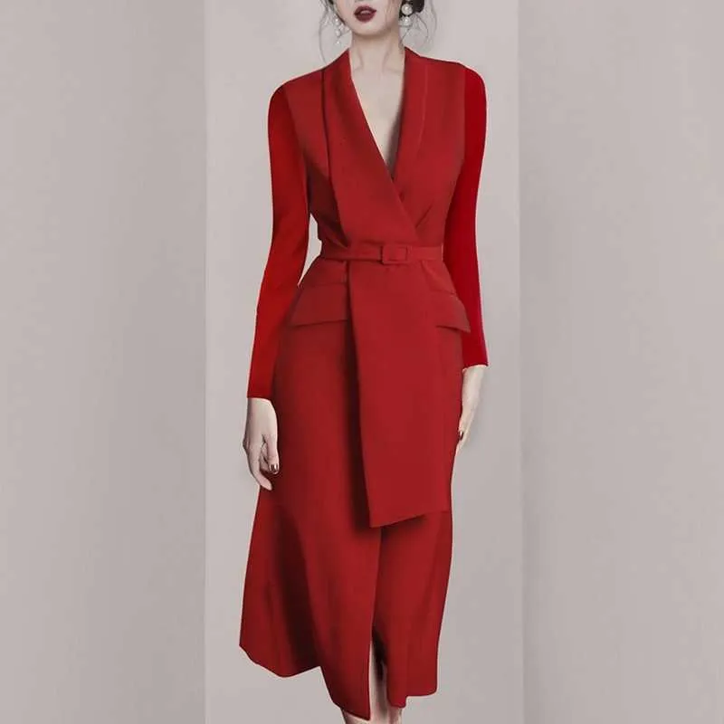 2019-New-Sexy-Chic-Elegant-Notched-Long-Sleeve-Sashes-With-Buckle-Red-Office-Lady-Women-Business (2)