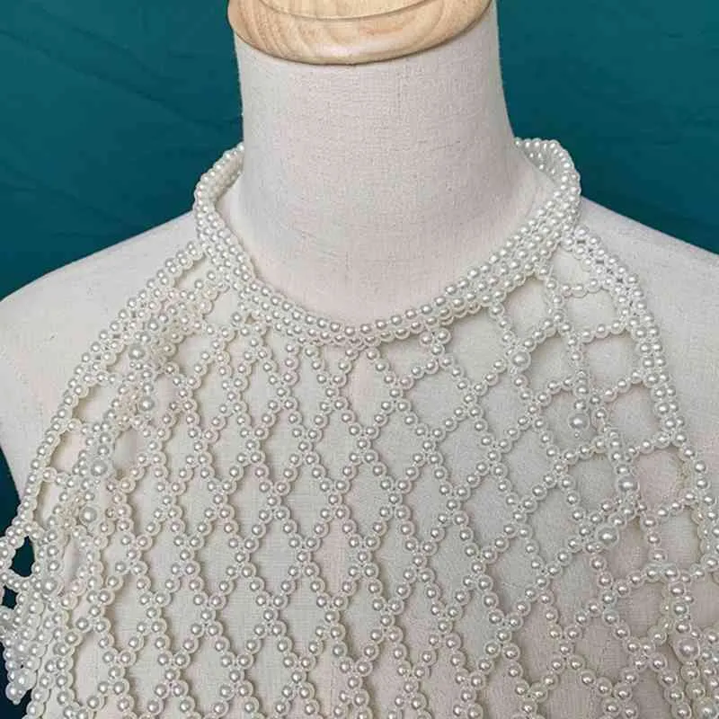 Женщины блузка элегантное искусственное жемчужное ожерелье воротник съемные бисеры ложные ошейники одежды DIY Craft K3NF