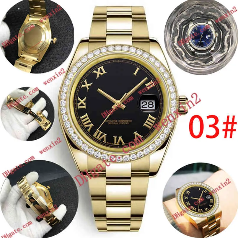 小さなダイヤモンドメンズ腕時計ローマ数字メカニカ自動 41 ミリメートル高品質ステンレス鋼防水スポーツスタイルクラシックゴールド腕時計