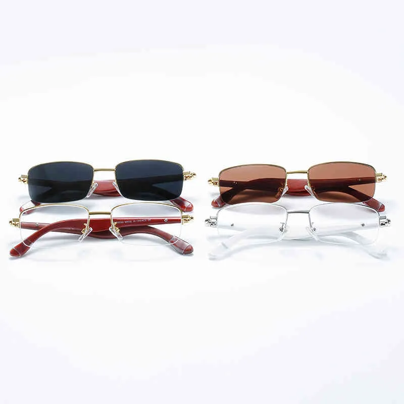 2024 Luksusowy projektant Luksusowy projektant Nowe okulary przeciwsłoneczne dla mężczyzn i kobiet z pół drewnianej nogi małe okulary optyczne ramy