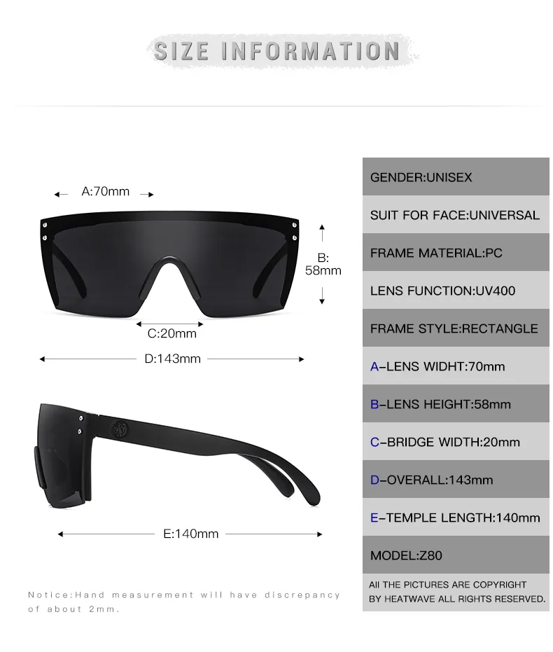 2021 occhiali da sole di marca di lusso Heat Wave di alta qualità quadrati siamesi donne uomini occhiali da sole con lenti sfumate UV400319S