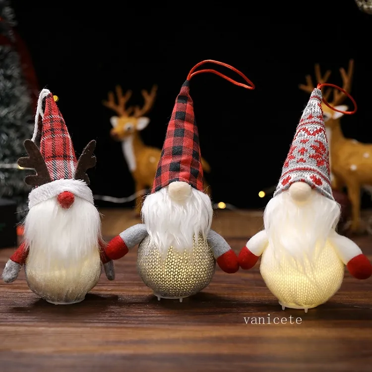 Christmas decorations luminous doll Rudolph faceless Old Man Christmas Tree Pendant T2I52830