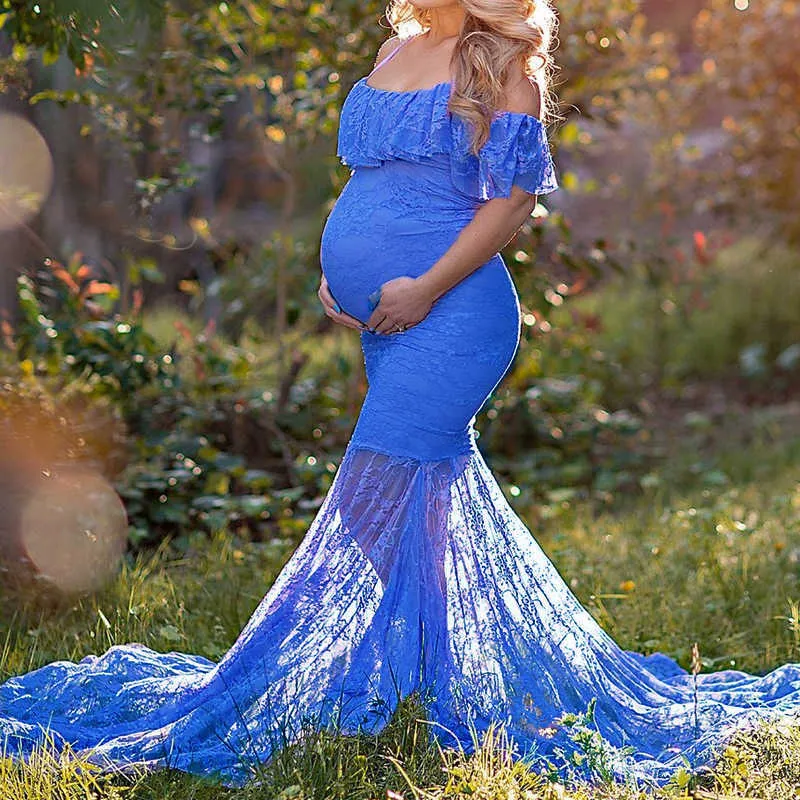 Vestidos de maternidade do verão de laço para fotos tiro robe 2021 Sexy vestido longo para vestido de mulher grávida vestido de gravidez photoshoot x0902