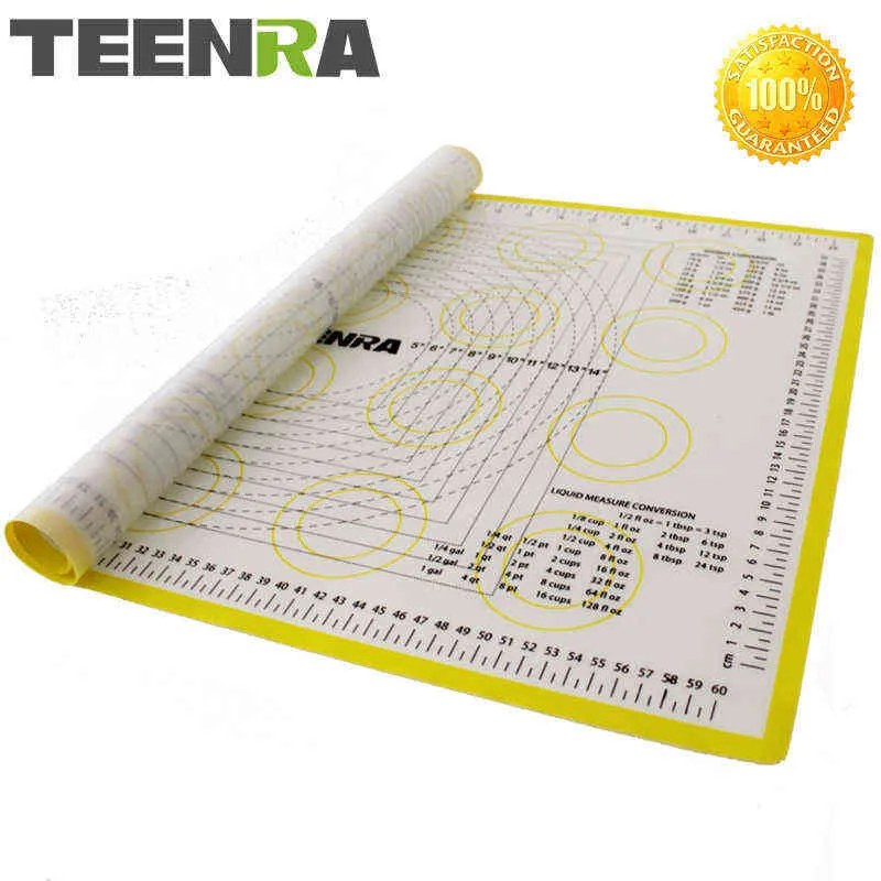 TEENRA 1 PZ 66*46 cm Antiaderente Stuoia di Rotolamento Stuoia di Cottura Del Silicone E Fodere Forno Stuoia di Pasticceria Del Silicone Bakeware cozinha 211110