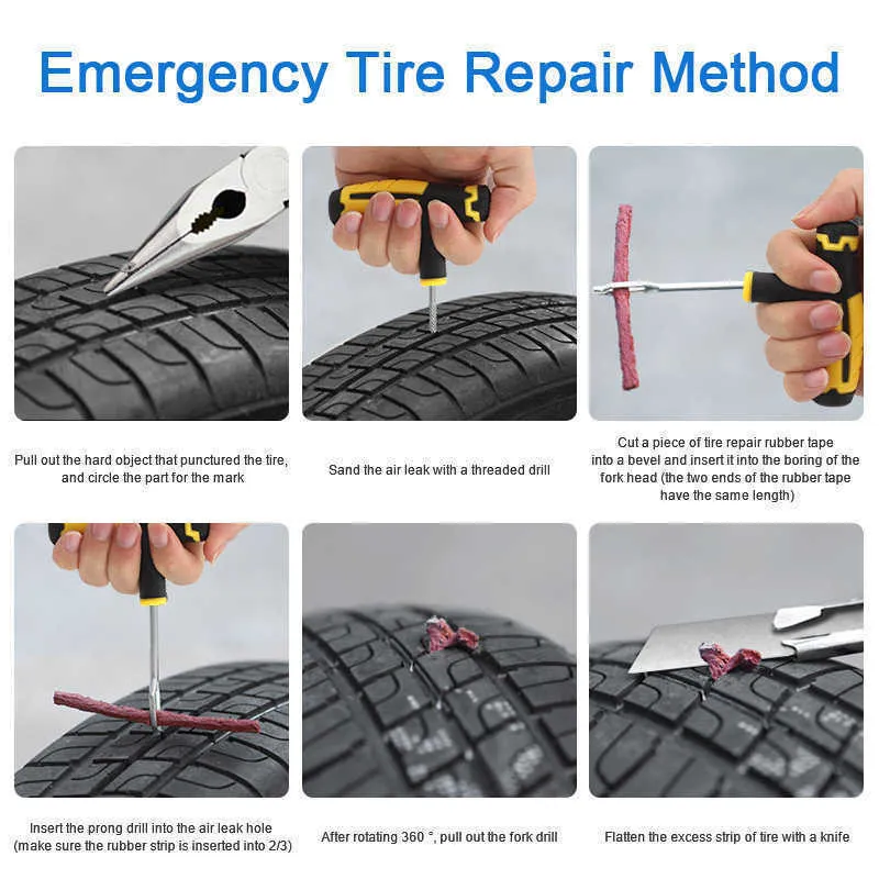 Zestaw narzędzi Samochód Studing Przebicie Wtyczka Narzędzie Naprawa Opon Samochodowych Akcesoria samochodowe Zestaw Naprawa opon Auto Bike Bez Transportu Opieka