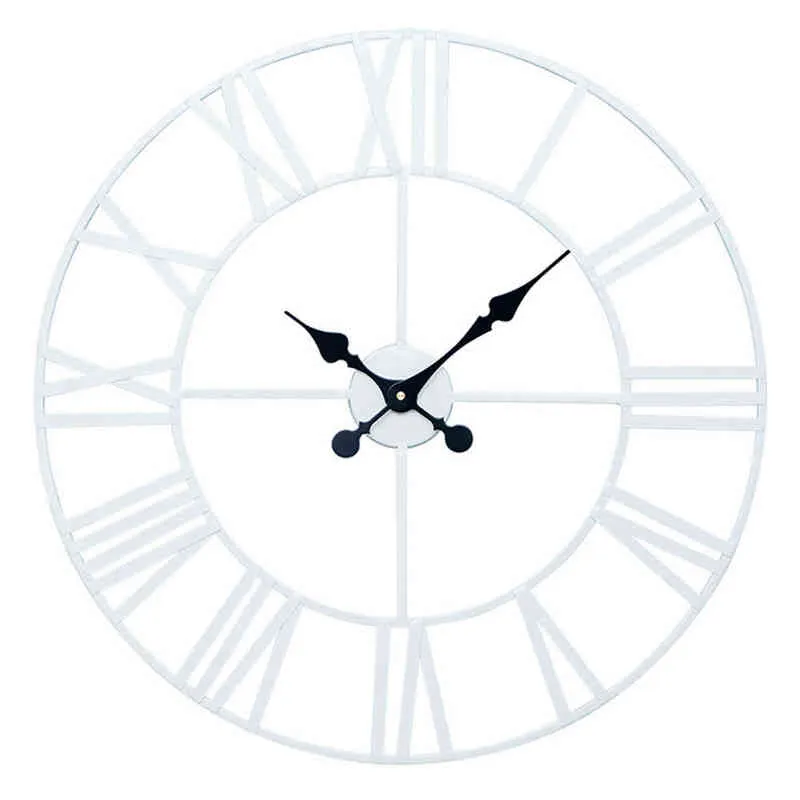 15.7 Inch Nordic Metal Roman Numeral Wall Clocks Retro Iron Round Face Black Gold Large For Outdoor Garden Clock Home Decoration H1230